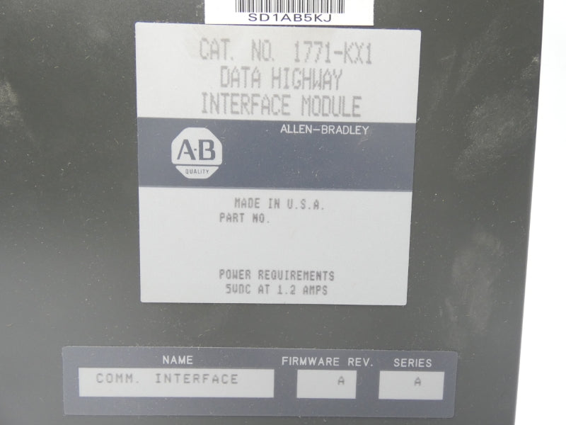 ALLEN BRADLEY 1771-KX1 SER. A REV. A 5VDC 1.2A NSMP