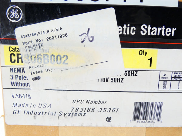 GENERAL ELECTRIC CR306B002 115/120V 18A NSMP
