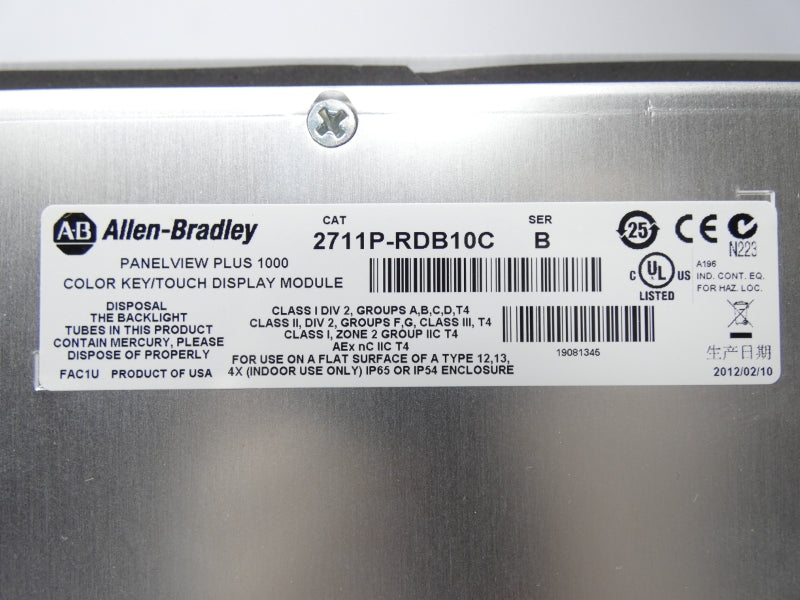 ALLEN BRADLEY 2711P-B10C4D2 SER. A 24VDC NSMP
