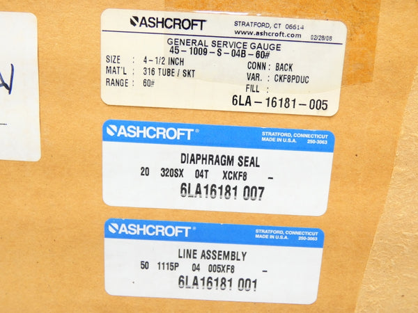 ASHCROFT 45-1009-S-04B-60# 0-60PSI 4-1/2" NSMP