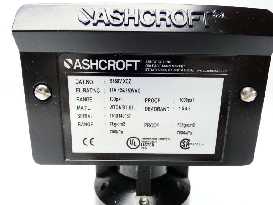ASHCROFT B450VXCZ 125/250VAC 15A 100PSI NSMP