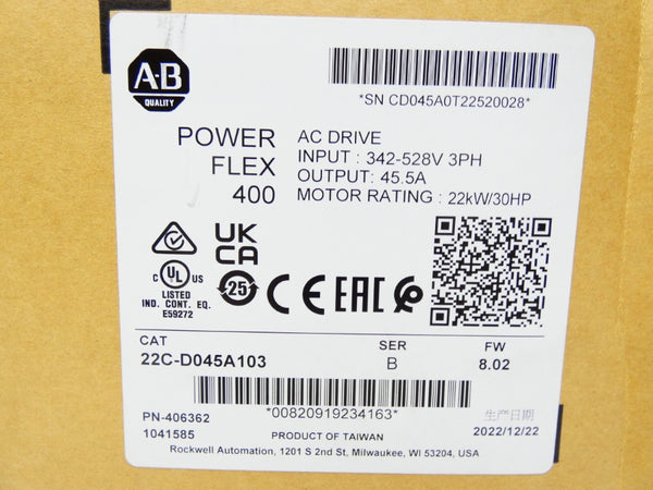 INDUSTRIAL SPARE PART 22C-D045A103 SER. B F/W 8.02 342-528V 45.5A NSMP