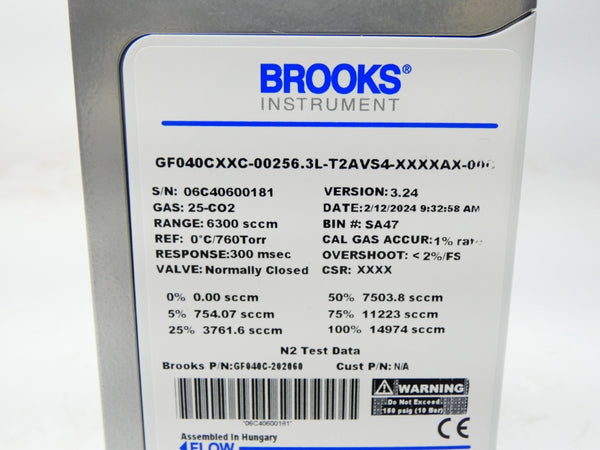 BROOKS INSTRUMENTS GF040CXXC-00256.3L-T2AVS4-XXXXAX-00C GF040C VER. 3.24 NSMP