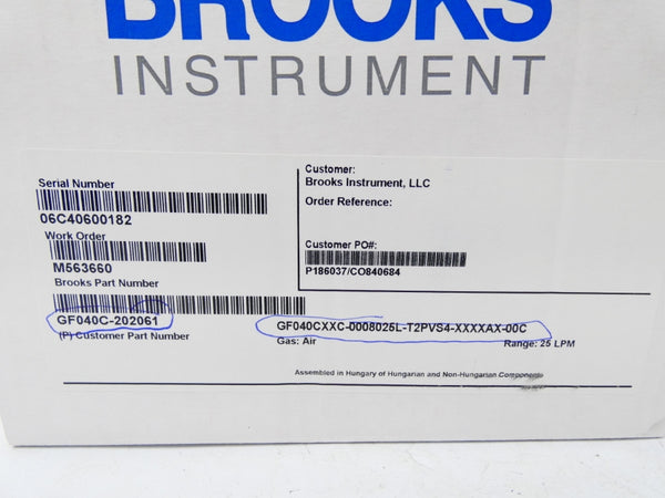 BROOKS INSTRUMENTS GF040CXXC-0008025L-T2PVS4-XXXXAX-00C GF040C VER. 3.24 NSMP