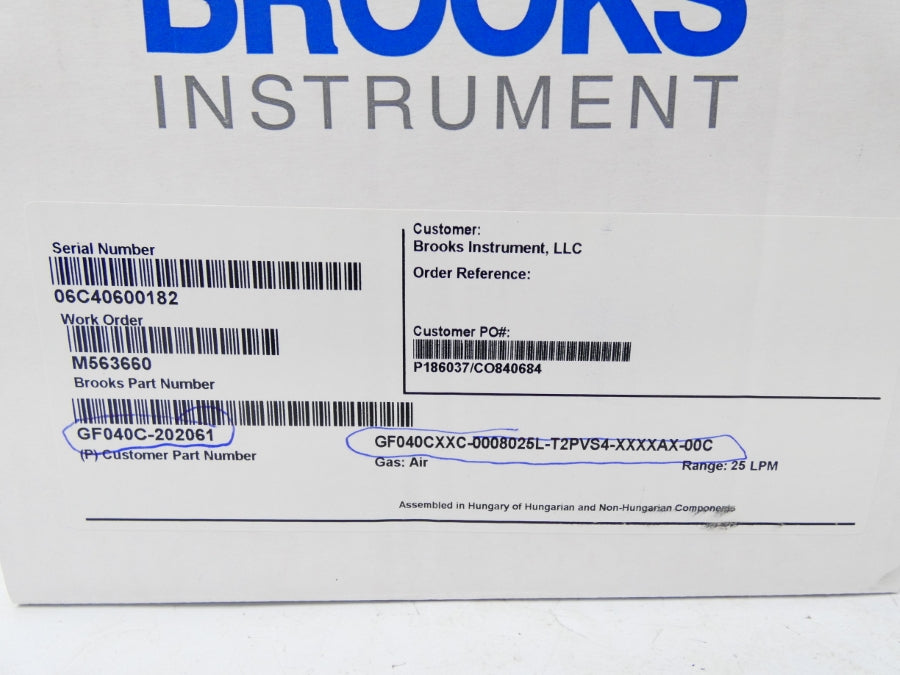 BROOKS INSTRUMENTS GF040CXXC-0008025L-T2PVS4-XXXXAX-00C GF040C VER. 3.24 NSMP