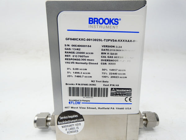 BROOKS INSTRUMENTS GF040CXXC-0013025L-T2PVS4-XXXXAX-00C GF040C VER. 3.24 NSMP