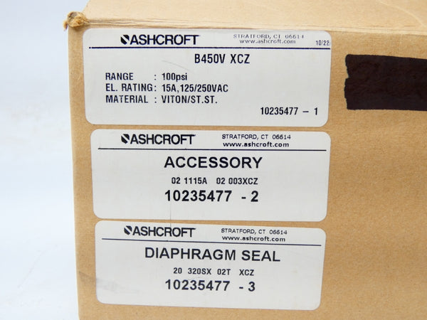 ASHCROFT B450VXCZ 125/250VAC 15A 100PSI NSMP