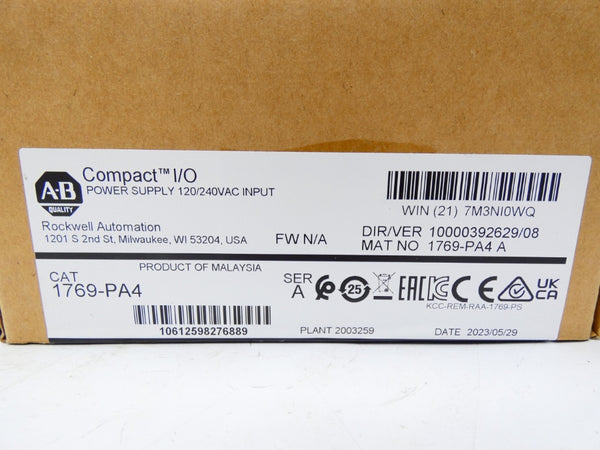 ALLEN BRADLEY 1769-PA4 SER. A 120/240VAC DATE: 2023 NSFS