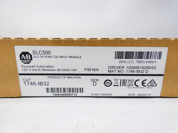 INDUSTRIAL SPARE PART 1746-IB32 SER. D DATE: 2020 NSFS