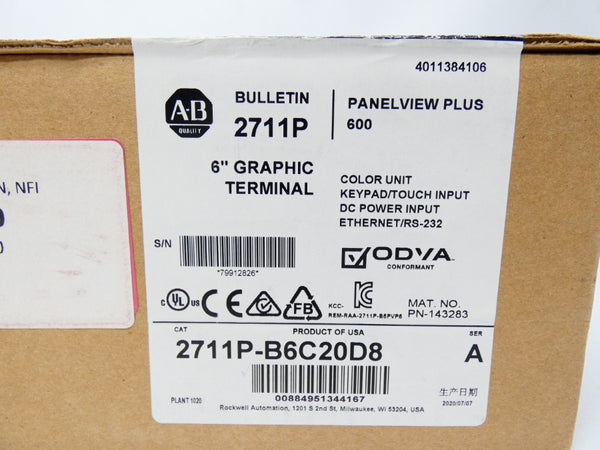 INDUSTRIAL SPARE PART 2711P-B6C20D8 SER. A DATE: 2020 NSFS