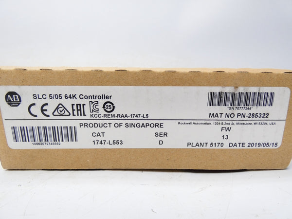ALLEN BRADLEY 1747-L553 SER. D F/W 13 DATE: 2019 NSFS
