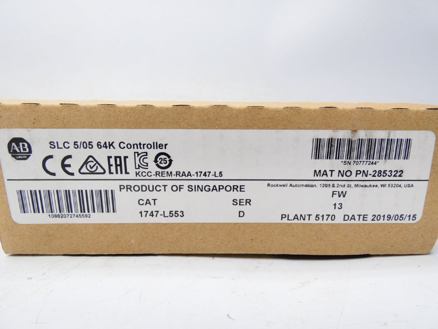ALLEN BRADLEY 1747-L553 SER. D F/W 13 DATE: 2019 NSFS