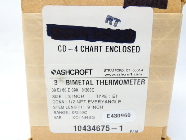 ASHCROFT 30EI60E0900/200C 1/2" NSMP