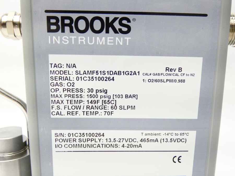 BROOKS INTRUMENTS SLAMF51S1DAB1G2A1 REV. B 13.5-27VDC 30PSI NSNP