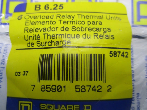 SQUARE D B6.25 (PKG OF 6) NSMP