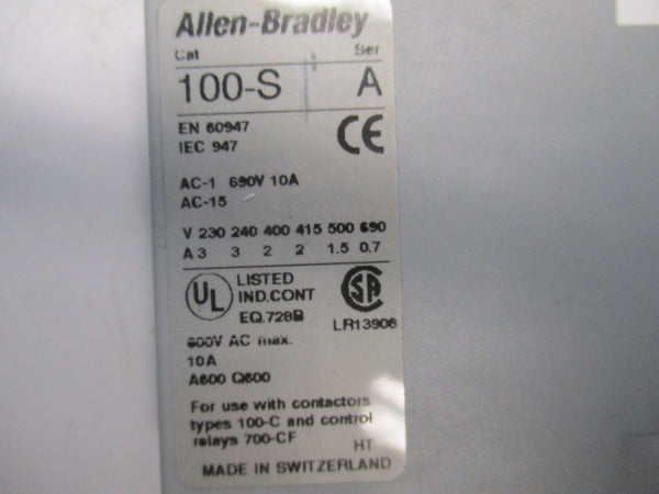 ALLEN BRADLEY 100-SA10 SER.A 600VAC 10A UNMP