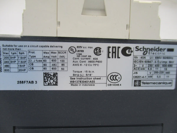 SCHNEIDER LC1D258F7 110V NSMP