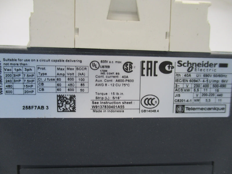 SCHNEIDER LC1D258F7 110V NSMP