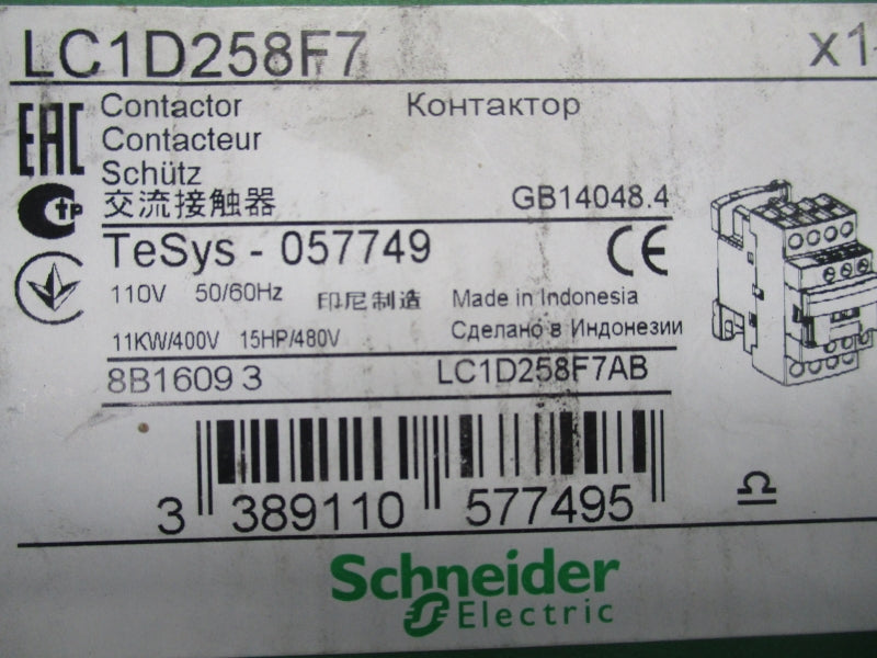 SCHNEIDER LC1D258F7 110V NSMP