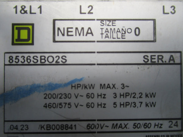 SQUARE D 8536SBO2S2V02 SER.A 110-120V UNMP