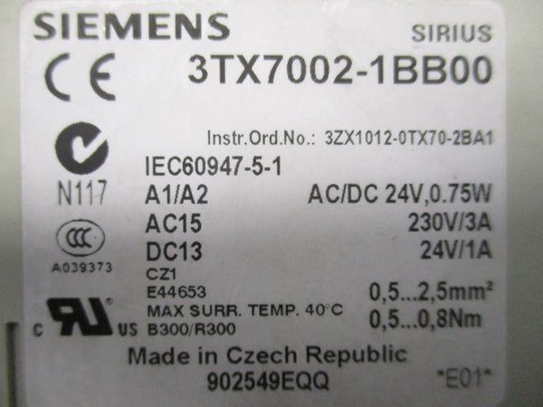 SIEMENS 3TX7002-1BB00 24VAC/DC UNMP