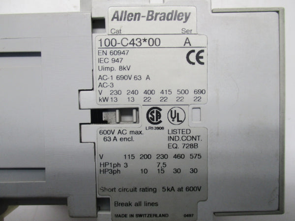 ALLEN BRADLEY 100-C43*00 SER.A 110-120V 63A UNMP