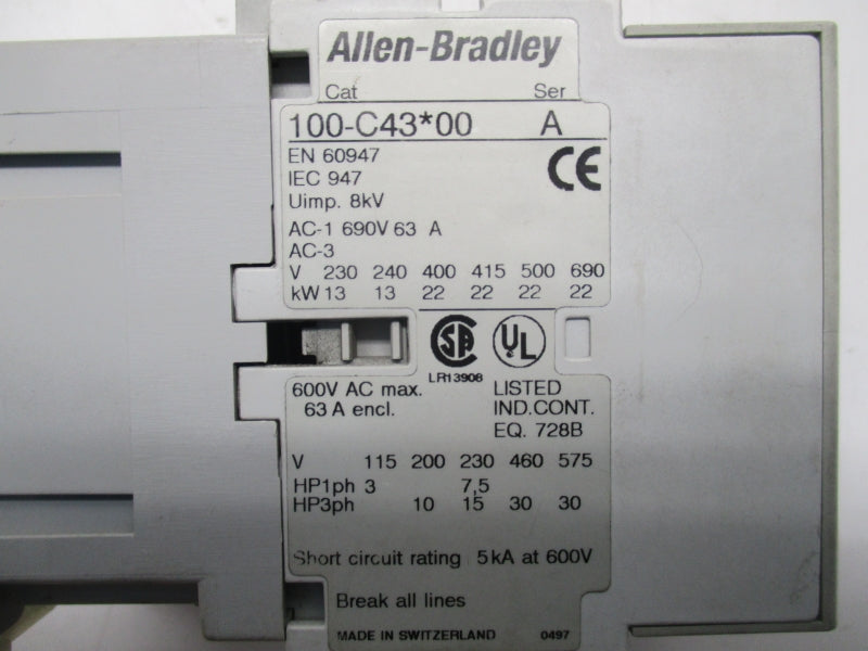 ALLEN BRADLEY 100-C43*00 SER.A 110-120V 63A UNMP