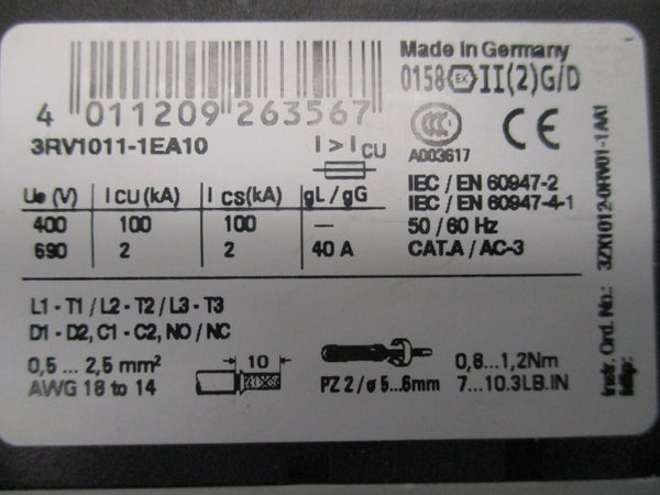SIEMENS 3RV1011-1EA10 2.8-4.0A NSMP