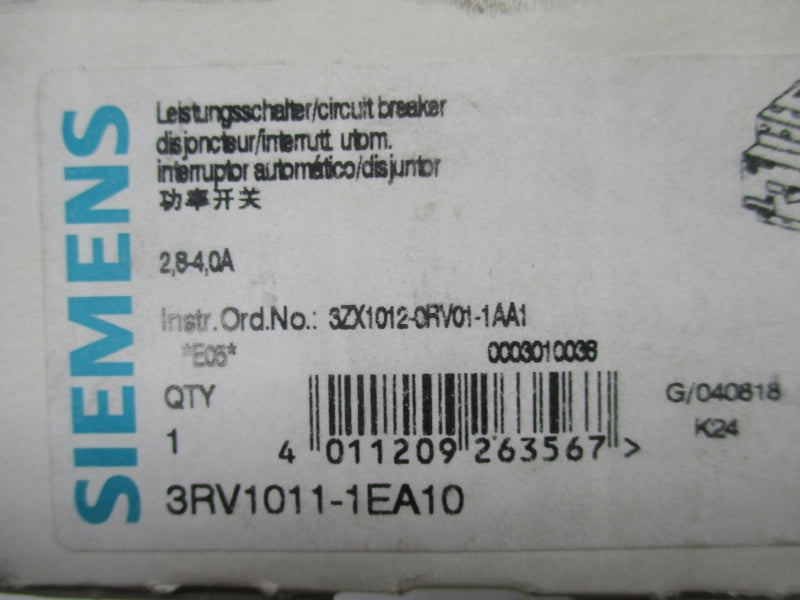 SIEMENS 3RV1011-1EA10 2.8-4.0A NSMP