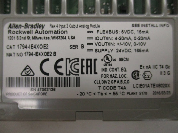 ALLEN BRADLEY 1794-IE4XOE2B SER.B 24VDC NSNP