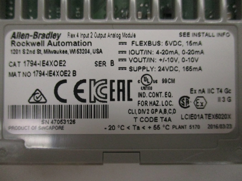 ALLEN BRADLEY 1794-IE4XOE2B SER.B 24VDC NSNP