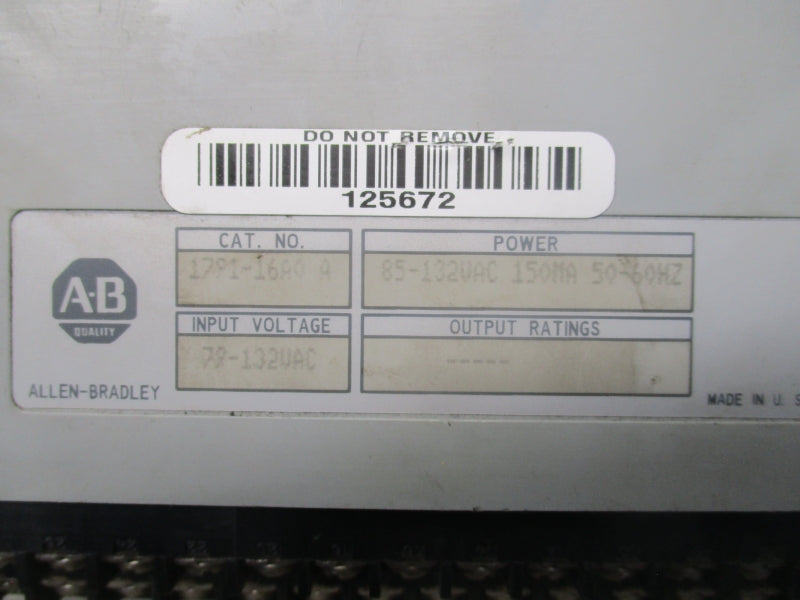 ALLEN BRADLEY 1791-16A0 SER. A 85-132VAC UNMP