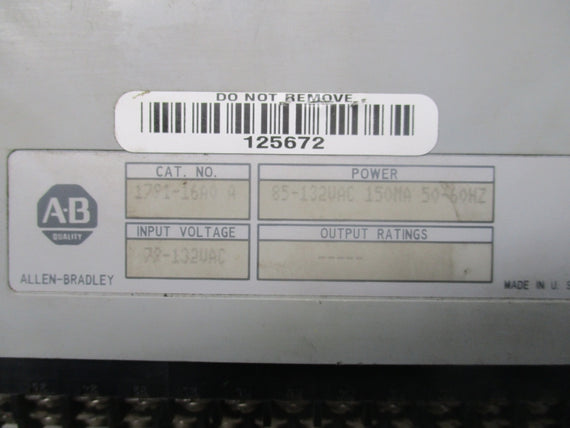 ALLEN BRADLEY 1791-16A0 SER. A 85-132VAC UNMP