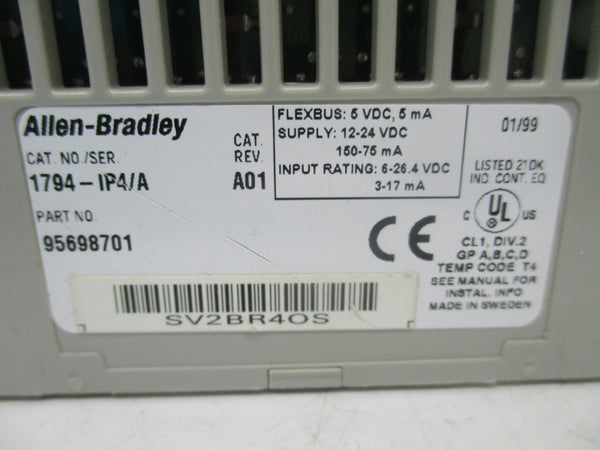 ALLEN BRADLEY 1794-IP4 SER. A REV. A01 12-24VDC NSNP
