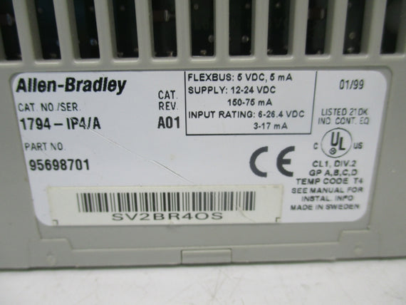 ALLEN BRADLEY 1794-IP4 SER. A REV. A01 12-24VDC NSNP