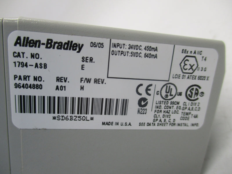 ALLEN BRADLEY 1794-ASB SER. E F/W H REV.A01 24VDC NSNP