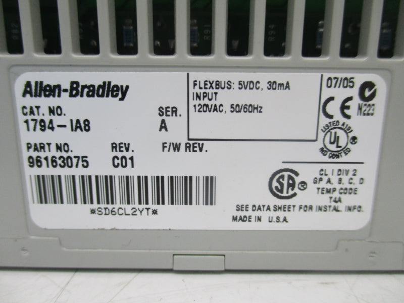 ALLEN BRADLEY 1794-IA8 SER. A REV. C01 120VAC NSNP