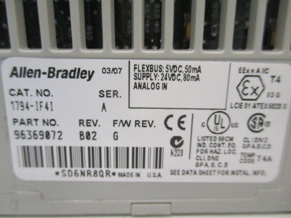 ALLEN BRADLEY 1794-IF4I SER. A F/W G REV. B02 24VDC UNMP