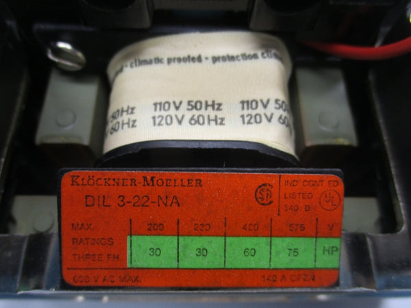 KLOCKNER MOELLER DIL3-22-NA 110/120V 140A NSMP