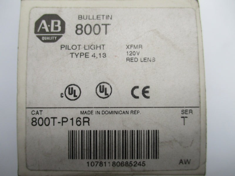 ALLEN BRADLEY 800T-P16R SER. T 120V (WH) (NO LENS) NSMP
