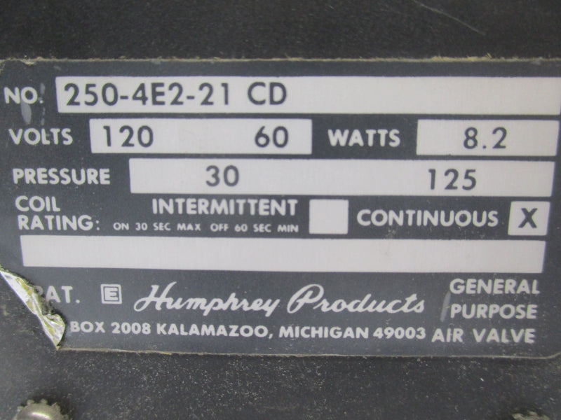 HUMPHREY 250-4E2-21 120V UNMP