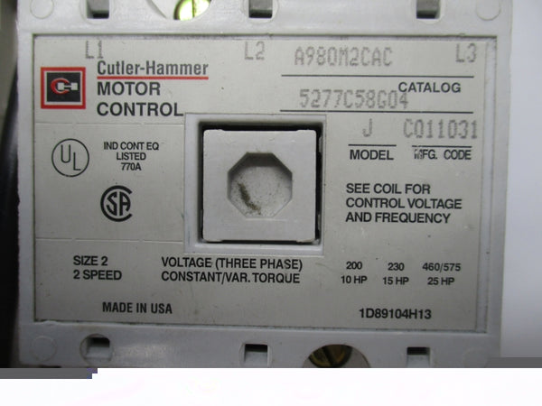 CUTLER-HAMMER A980M2CAC 5277C58G04 110/120V NSNP