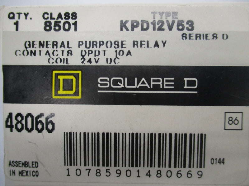SQUARE D 8501KPD12V53 SER. D 24VDC 10A NSMP