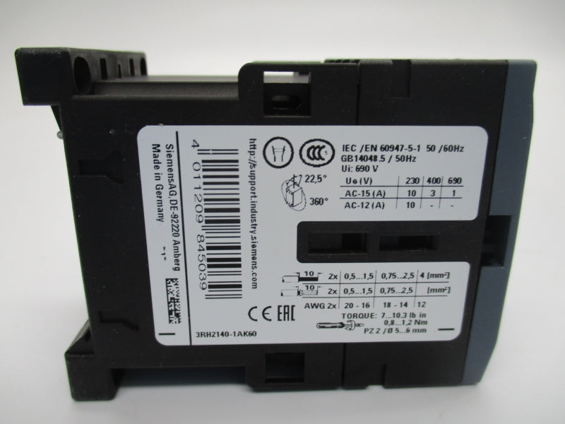 SIEMENS 3RH2140-1AK60 110/120V 10A NSMP