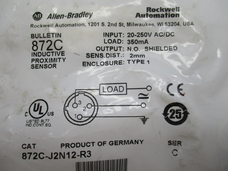 ALLEN BRADLEY 872C-J2N12-R3 SER. C 20-250VAC/DC NSMP