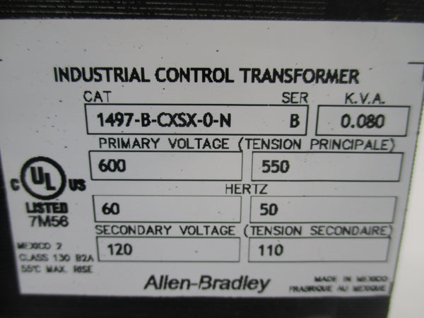 ALLEN BRADLEY 1497-B-CXSX-0-N SER. B 600V NSMP