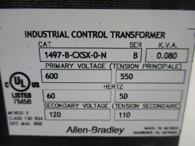 ALLEN BRADLEY 1497-B-CXSX-0-N SER. B 600V NSMP