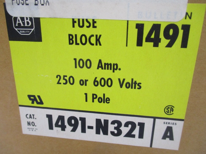 ALLEN BRADLEY 1491-N321 SER. A 250-600V 100A (BR/YL) NSMP