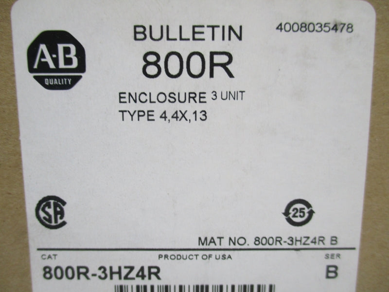 ALLEN BRADLEY 800R-3HZ4R SER. B (BR/WH) NSMP