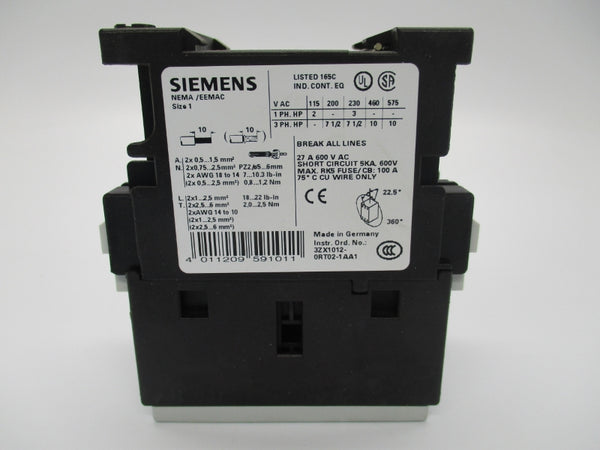 SIEMENS 3RT1026-1AK60-0UA0 110/120V 27A NSMP